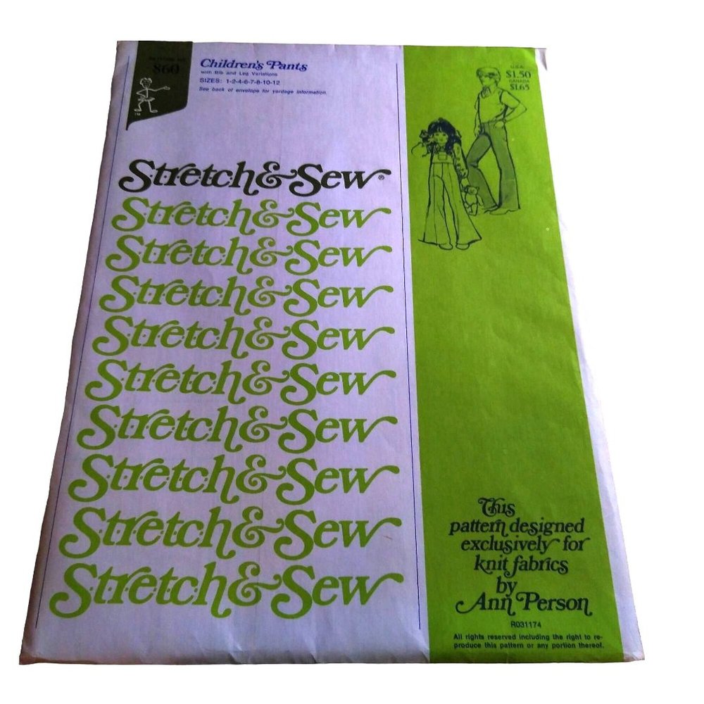 UNCUT Vintage Sewing PATTERN Stretch and Sew 860 by Ann Person, Childrens 1974
